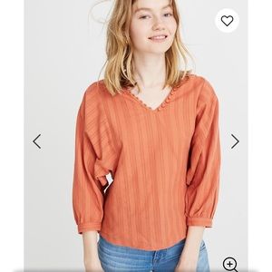 Madewell Raglan Peasant Top in Stripe Size Small